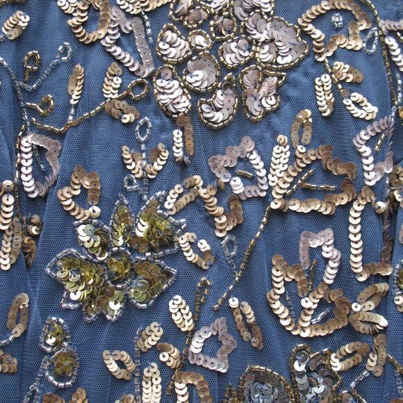 Mac Duggal 5717 Womens Blue Embellished Butterfly Sleeve High Neck Gown - Picture 8 of 13